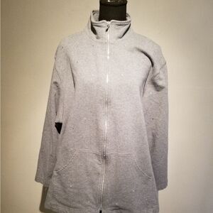 THE QUACKER FACTORY SWEATER  FULL ZIP RHINESTONE DECO 2X (shd)